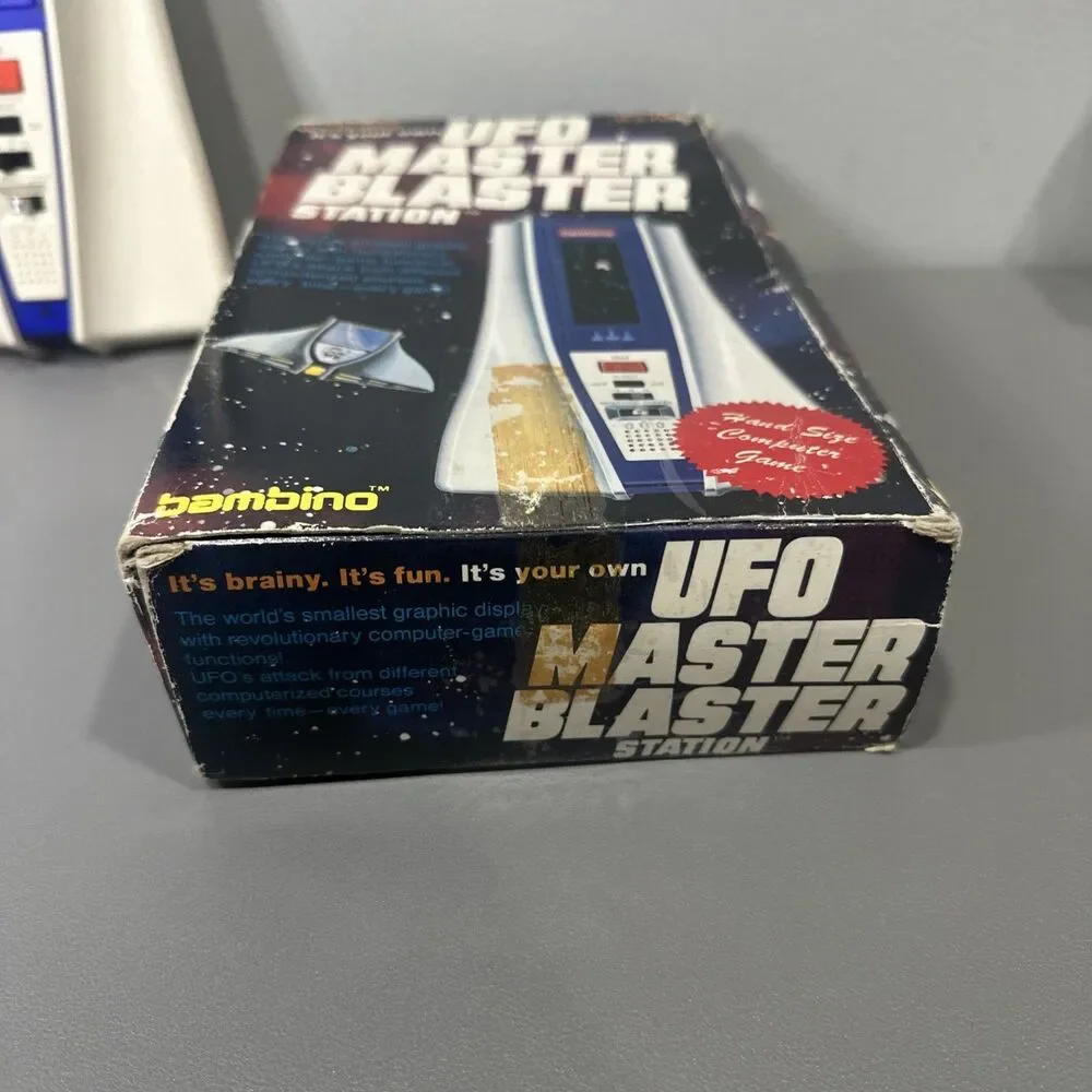 Bambino UFO Master Blaster Station Handheld Game W/ Box Manual Tested Fast Ship